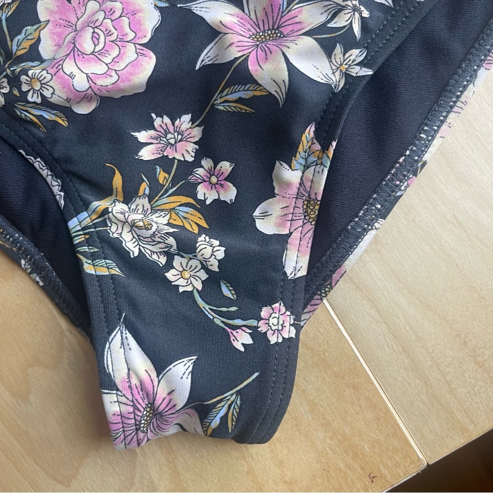 Billabong Floral Lace-Up One Piece - Black and Pink - Picture 11 of 14
